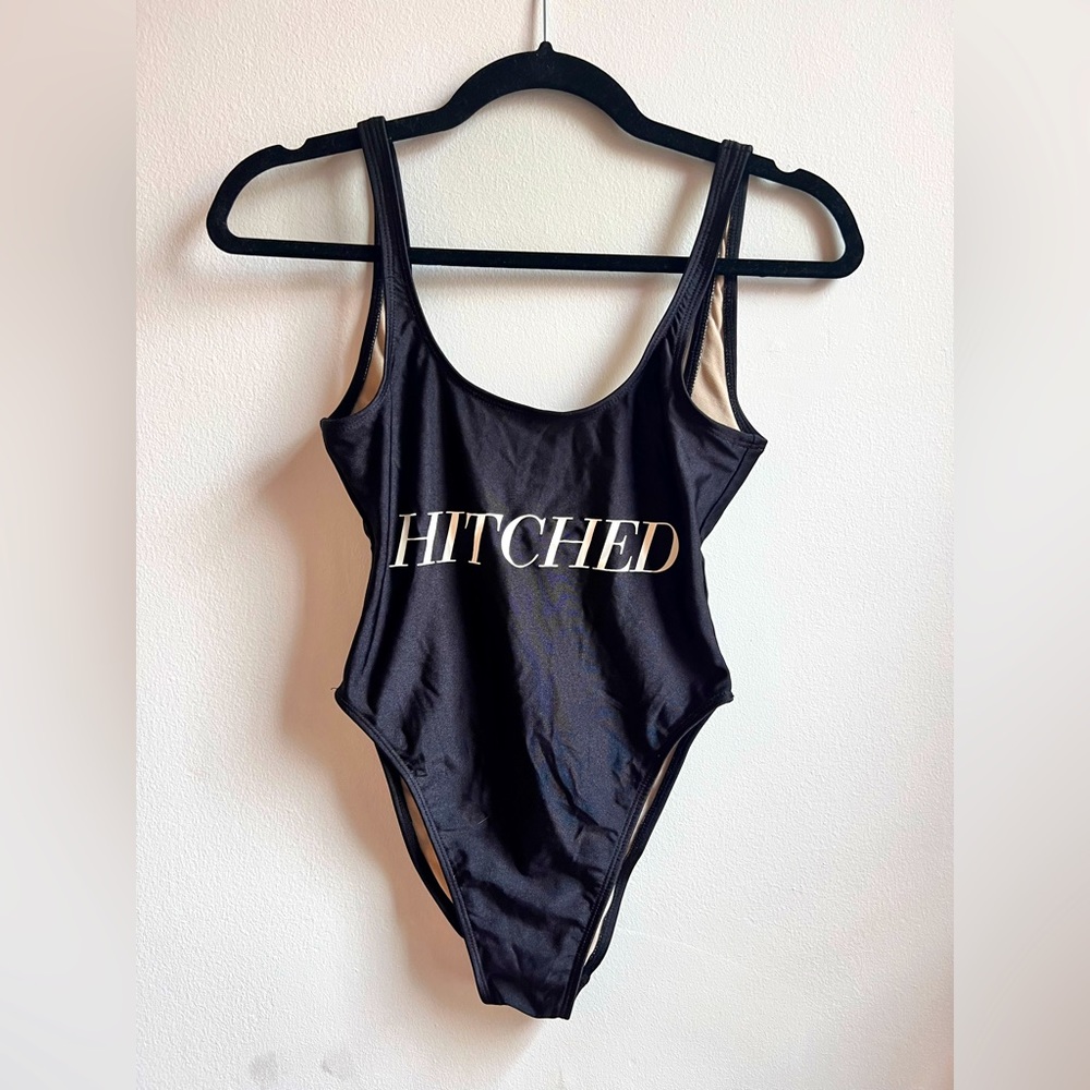 ‘Hitched’Black One Piece Swimsuit
